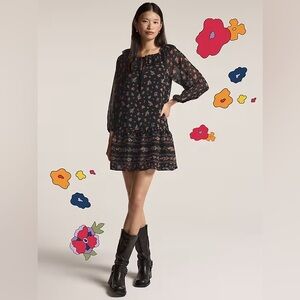 Old Navy x Anna Sui Chiffon Tiered Ruffle Mini Dress